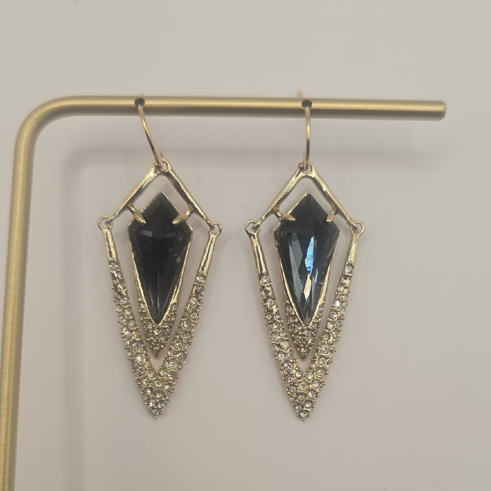 Alexis Bittar Grey and Gold Drop Earrings
